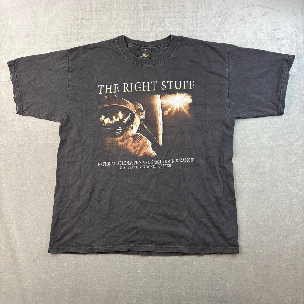 VTG NASA The Right Stuff Graphic T Shirt Black Space Tee Mens‎ XL